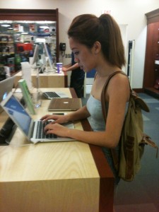 Student working with netbook