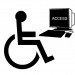 Drawing of wheelchair-bound man utilizing assistive device on his pC