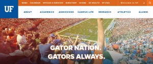 Snippet of the Athletics tab of the new UF homepage