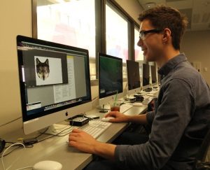 Student using desktop publishing software in UFIT-managed lab
