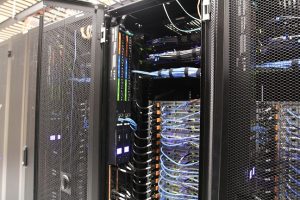 PHOTO: Close-up of a HiPerGator supercomputer rack. Taken at UF East Campus Data Center.