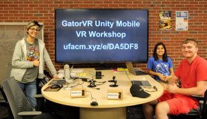 PHOTO: Image of students attending Sept. 2018 VR Workshop in Marston Science Library