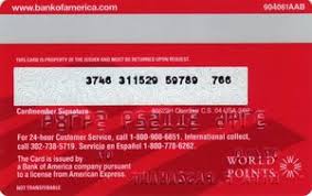 SCREEN CAPTURE: Back of a Bank of America credit card