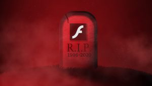 GRAPHIC: Tombstone with "RIP Adobe Flash" on it.