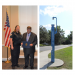 LEFT PHOTO: PHOTO: UFIT Data Center Operations and Logistics Manager John Toner receives an award from Chief Linda J. Stump-Kurnick, Assistant Vice President of Public and Environmental Safety RIGHT PHOTO: A Blue Light phone stands on campus