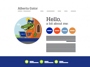 GRAPHIC: ePortfolio sample image using Alberta Gator's image and accomplishments