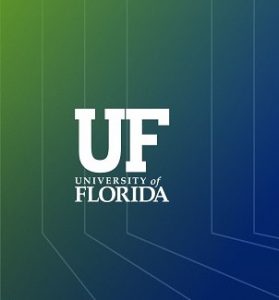 GRAPHIC: UF Block Monogram with green-blue background