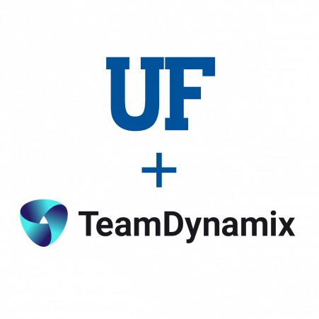 GRAPHIC: The UF Block Monogram with the TeamDynamix logo underneath. University of Florida.